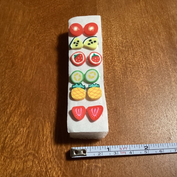 Polymer Clay Sliced Fruit/Fruit Stud Earrings Bundle New 6 pairs - Picture 8 of 8
